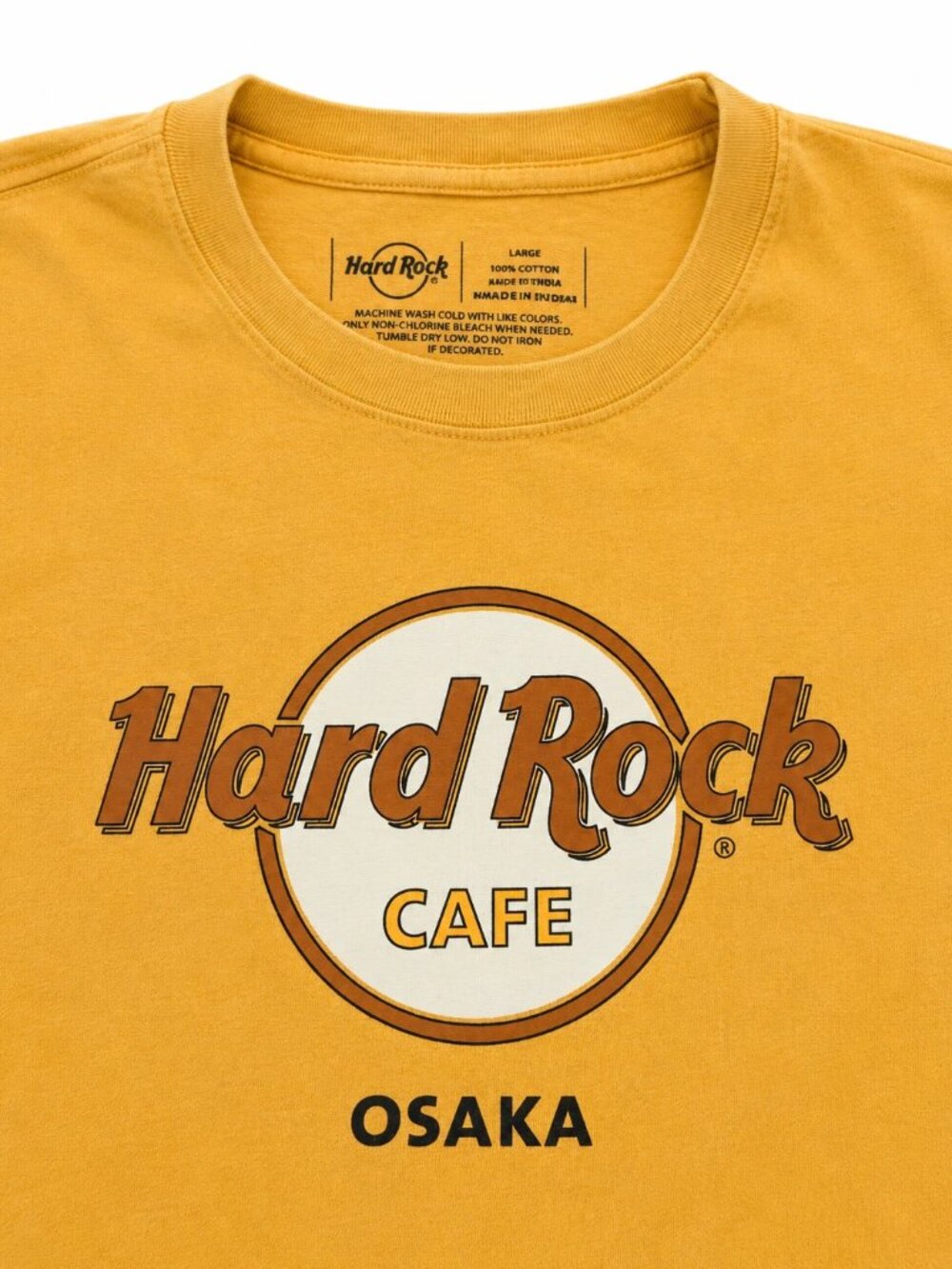 Hard Rock Cafe Osaka Japan Men's Large Yellow n's Large 100% Cotton Souvenir Tee